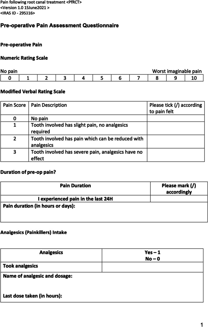 Post-operative pain as a risk factor for reduced quality of life after root canal treatment: A prospective clinical study.