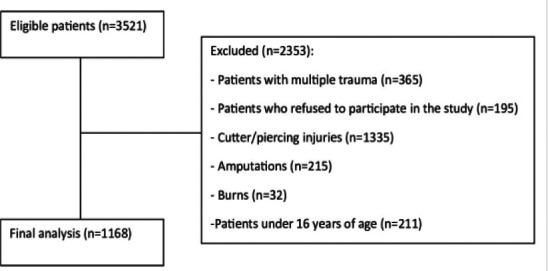 The relationship between hand injuries due to occupational accidents and Vitamin D deficiency.