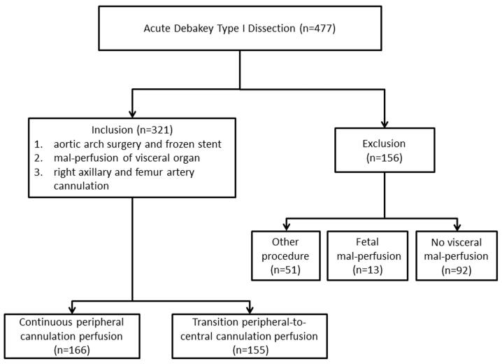 Reduction of maximal false lumen area ratio by interactive cannulation perfusion in DeBakey type I acute aortic dissection repair.