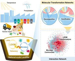 Microbial-mediated transformation shapes the molecular diversity of landfill leachate under anthropogenic and natural covariation