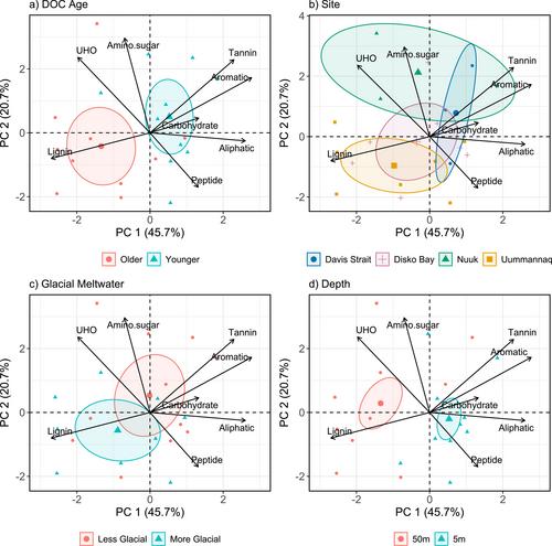 Western Greenland Ice Sheet-Land-Ocean Interactions: Near-Shore Dissolved Organic Carbon 14C Ages and Composition in Eastern Baffin Bay