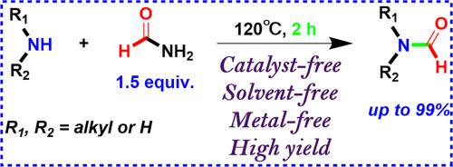 Rapid, solvent- and catalyst-free transamidation of aliphatic amines with formamide