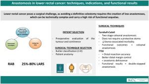 Low rectal cancer anastomosis: Techniques, indications and functional outcomes