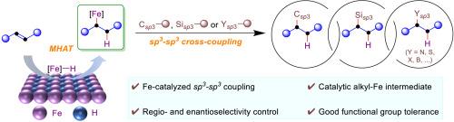 Fe-catalyzed sp3-sp3 coupling enabled by hydrofunctionalizations of alkenes