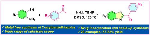 NH4I/TBHP-mediated synthesis of 2-aroylbenzothiazoles through [4 + 1] oxidative annulation of 2-aminothiophenols and aryl methyl ketones