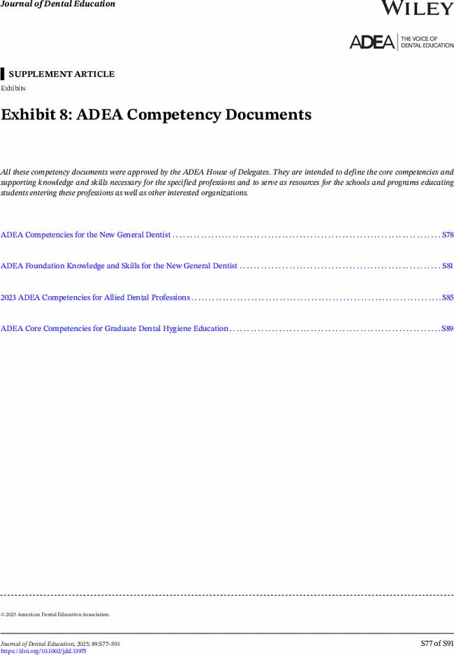 Exhibit 8: ADEA Competency Documents