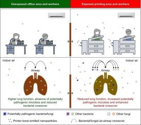 Occupational exposure to printer toner-emitted nanoparticles at printing facilities influences air and airway microbiomes