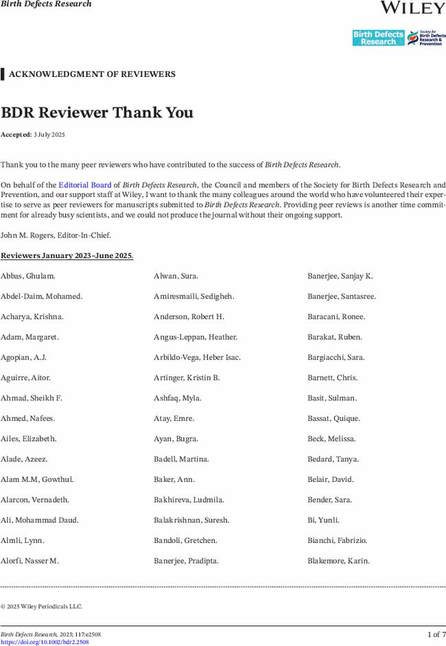 BDR Reviewer Thank You