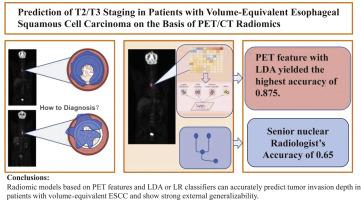 Prediction of T2/T3 Staging in Patients with Volume-Equivalent Esophageal Squamous Cell Carcinoma on the Basis of PET/CT Radiomics