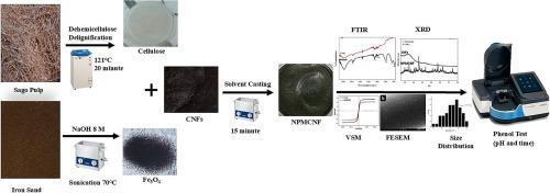 Green conductive paper derived from sago pulp of Southeast Sulawesi based on magnetic nanocomposite of Fe3O4/carbon nanofibers for phenol adsorption