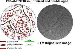 Heterogeneous precipitation of γ′′ along LAGBs during post-heat treatment of powder bed fusion additively manufactured IN718 superalloy