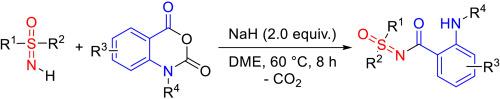 Transition-metal-free decarboxylative acylation of sulfoximines: An efficient route to N-(ortho-aminobenzoyl)sulfoximines