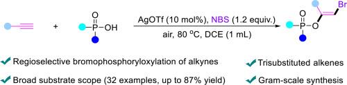 Silver-catalyzed/NBS-mediated regioselective bromophosphoryloxylation of alkynes with P(O)-OH bonds
