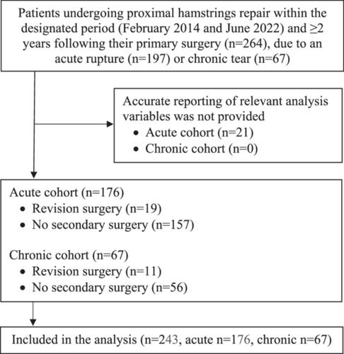 Older age and a non-sporting injury mechanism are associated with re-injury and the need for revision surgery over a minimum 2-year follow-up following proximal hamstring tendon repair