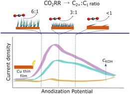 Nanostructuring copper thin film electrodes for CO2 electroreduction to C2+ products†
