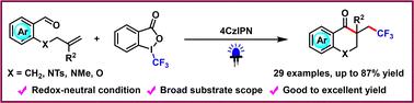 Organophotocatalytic acyltrifluoromethylation of unactivated alkenes enabled the efficient synthesis of CF3-substituted chroman-4-ones†