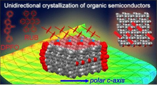 Template-Induced Unidirectional Crystallization of Organic Semiconductors on Polar Noncentrosymmetric Crystals