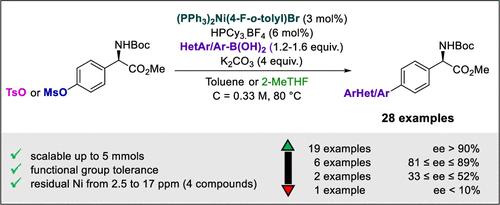 Access to Unnatural Enantioenriched Amino Acids Derived from Phenylglycine through Nickel-Catalyzed Suzuki–Miyaura Coupling Involving Carbon–Oxygen Bond Insertion