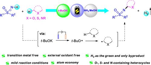 t-BuOK-Induced, NH3·MeOH-Promoted Electrochemical C(sp3)–H Amination of Saturated Heterocycles with Sulfoximines