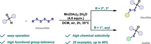 Manganese(III)-Mediated Chemoselective Radical Coupling of Diarylphosphine Oxides and Tetrasulfides: Synthesis of Dithiophosphates and Thiophosphates
