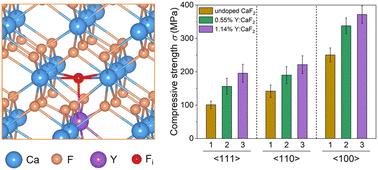 Anisotropic mechanical response and aliovalent doping-induced strengthening in CaF2 single crystals: a combined experimental and first-principles study