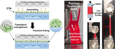 Deformation-tolerant linkage of silicone rubbers and carbon-based elastomers via chemical and topological adhesion†