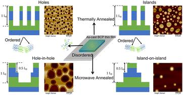 Concentric half-domain spacing morphologies and anomalous domain stretching in microwave annealed block copolymer thin films†