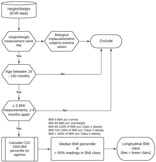 Classification of childhood obesity using longitudinal clinical body mass index and its validation