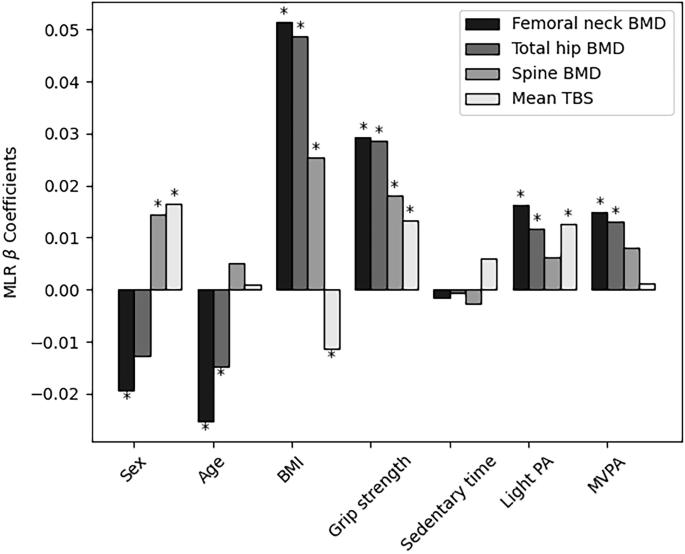 The influence of physical activity intensity on bone mineral density and trabecular bone score in young adults with overweight and obesity