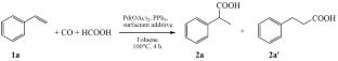 Synthesis of 2-Arylpropionic Acids by Pd-Catalyzed Carbonylation of Vinylarenes in the Presence of Formic Acid under Mild Conditions