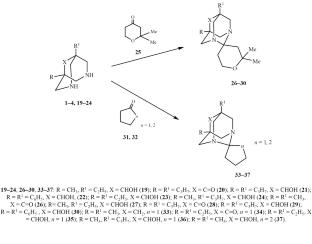 Synthesis and Neurotropic Activity of Cyclic and Spirocyclic Derivatives of 1,3-Diazadamantane