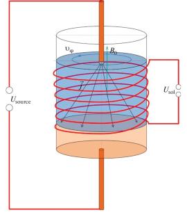 Vortex Flow of Electrolytes Caused by the Interaction of Electric Current and Magnetic Field in a Cylindrical Cell