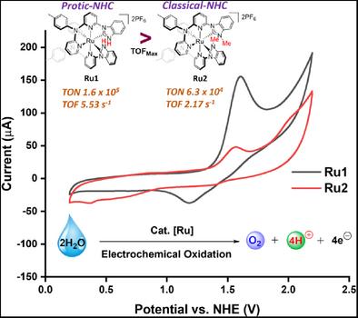 Enhanced Activity of Proton-Responsive Protic-NHC-Ru(II) Bis(pincer) Complexes for Electrochemical Water Oxidation