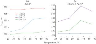 Investigation of the Influence of pH and Temperature of an Aqueous Solution on the Stability of the Gold Nanoparticles–Lysozyme Protein System by Optical Methods