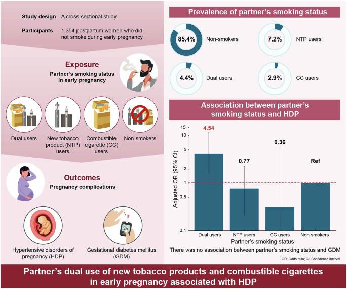 Partner’s dual use of new tobacco products and combustible cigarettes in early pregnancy was associated with hypertensive disorders of pregnancy: a cross-sectional study