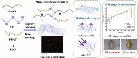 Micro-crosslinking modification of starch/PBAT/ZnO nanocomposite films and its application in food preservation