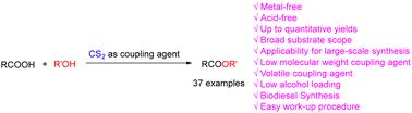 Esterification of carboxylic acids using carbon disulfide (CS2) as a coupling agent†