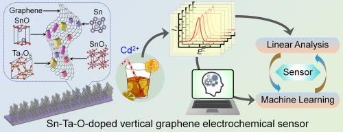 A Sn-Ta-O-doped vertical graphene electrochemical sensor based on a machine learning prediction model for monitoring cadmium in beverages