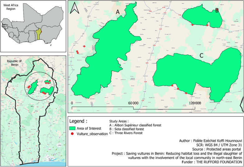 Cultural significance and conservation challenges of the hooded vulture (Necrosyrtes monachus) and other vulture species in northeastern Benin.