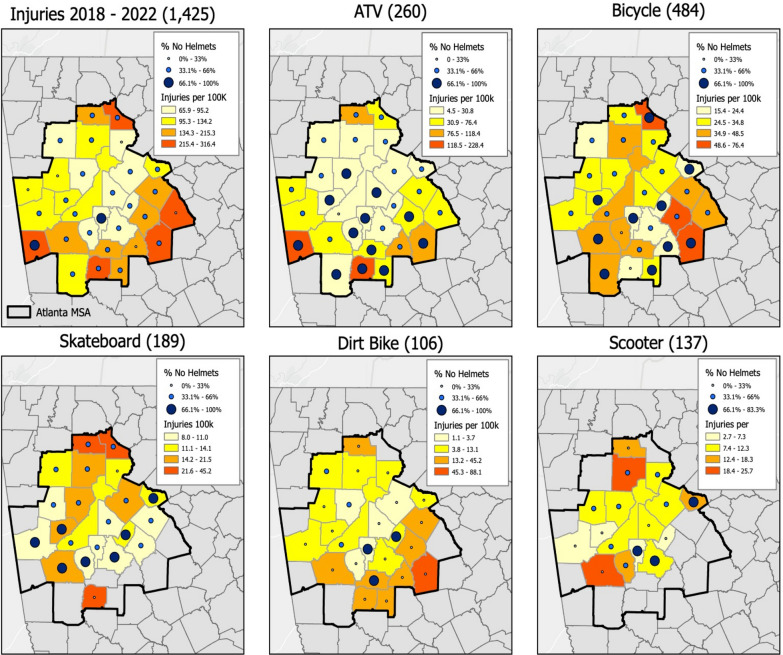 Child and neighborhood factors associated with pediatric injuries sustained while engaged in activities where helmet usage is recommended.