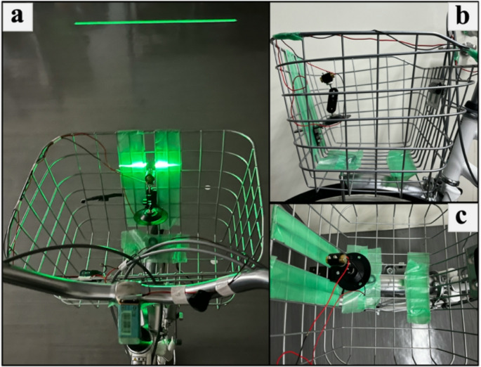 Fixating on a laser-projected point at a constant distance suppresses periodic eye movements and impairs balance control during cycling.