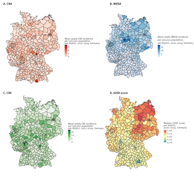 Socioeconomic position and urban environments as drivers of antimicrobial resistance? An ecological study in Germany, 2010 to 2019.