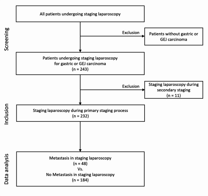 Predictive factors for the detection of occult metastases during staging laparoscopy in patients with gastric carcinoma and adenocarcinoma of the esophagogastric junction.