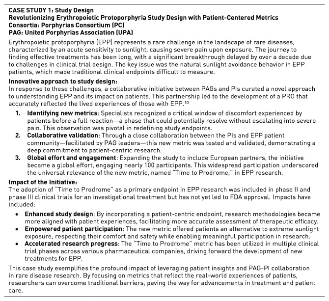 Enhancing and leveraging principal investigator and patient advocacy group collaboration in rare disease clinical research-meeting report from the rare Diseases Clinical Research Network.