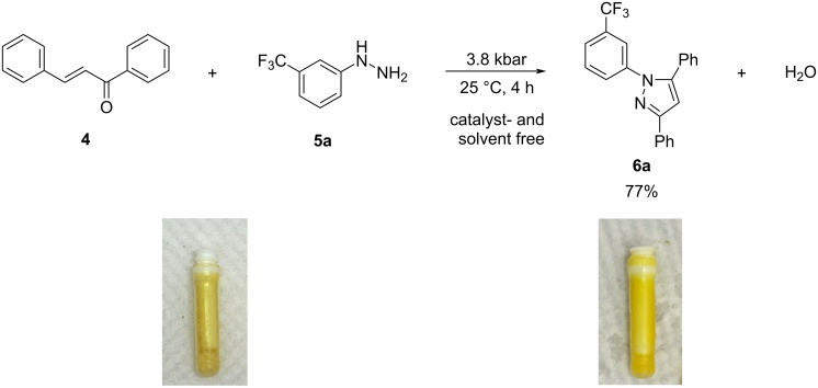 High-pressure activation for the solvent- and catalyst-free syntheses of heterocycles, pharmaceuticals and esters.