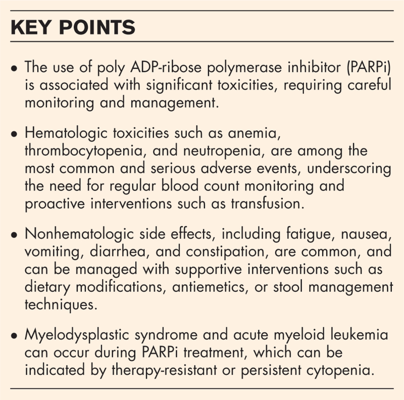 Toxicities of PARP inhibitors in genitourinary cancers.