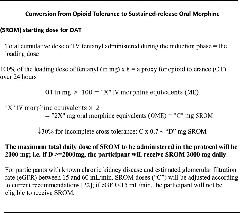 Rapid intravenous symptom-inhibiting fentanyl induction (SIFI) to optimize rotation onto oral opioid agonist therapy among individuals who use unregulated fentanyl: protocol for an open-label, single arm clinical trial.