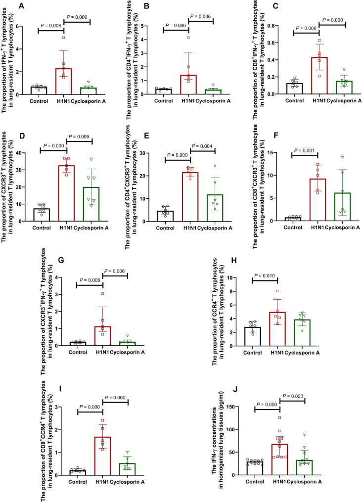 Cyclosporin A alleviates influenza A (H1N1) virus-induced chronic pulmonary inflammation through decreasing IFN-γ-producing T lymphocytes.