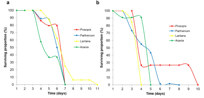 Invasive alien plant litter influences larval density, size and survival of Culex spp.