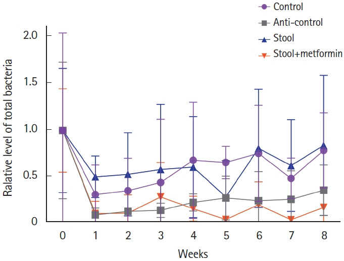 Impact of stool transplantation and metformin on polyp reduction and inflammation in an APC Min mouse model.
